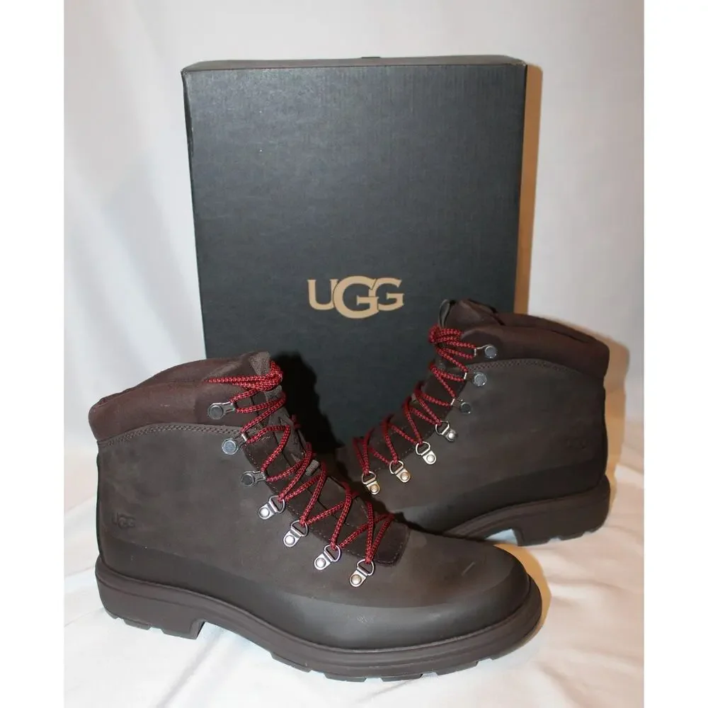 NIB UGG MEN'S WATERPROOF BILTMORE WORK CASUAL SUEDE‎ SHEARLING LINED BOOTS BROWN